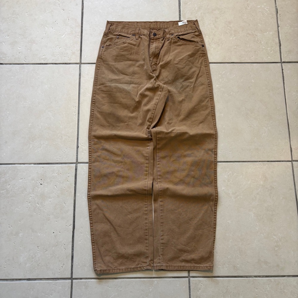 Dickies Mens Brown Duck Canvas Carpenter Pants 32x32 Workwear Trousers